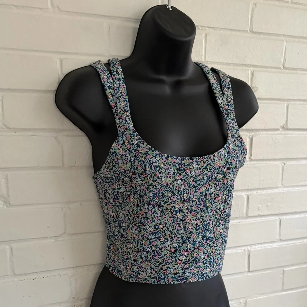 Sage Collective Blue Floral Longline Sports Bra, SZ M LIKE NEW - Picture 4 of 10